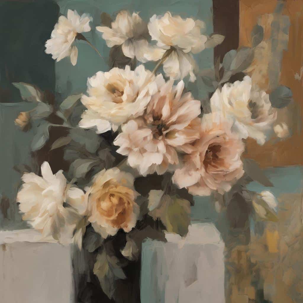 Αρμονία και εσωτερική έκφραση σε πίνακα με λουλούδια, τεχνική ζωγραφικής, προσωπική καλλιτεχνική ιστορία.